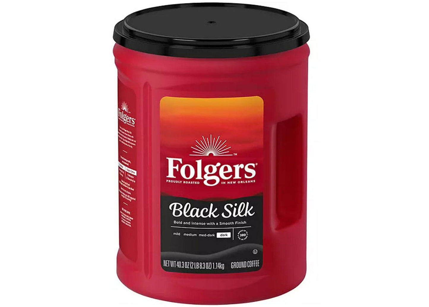 Folgers Black Silk Ground Coffee, Dark Roast - 40.3 oz Canister