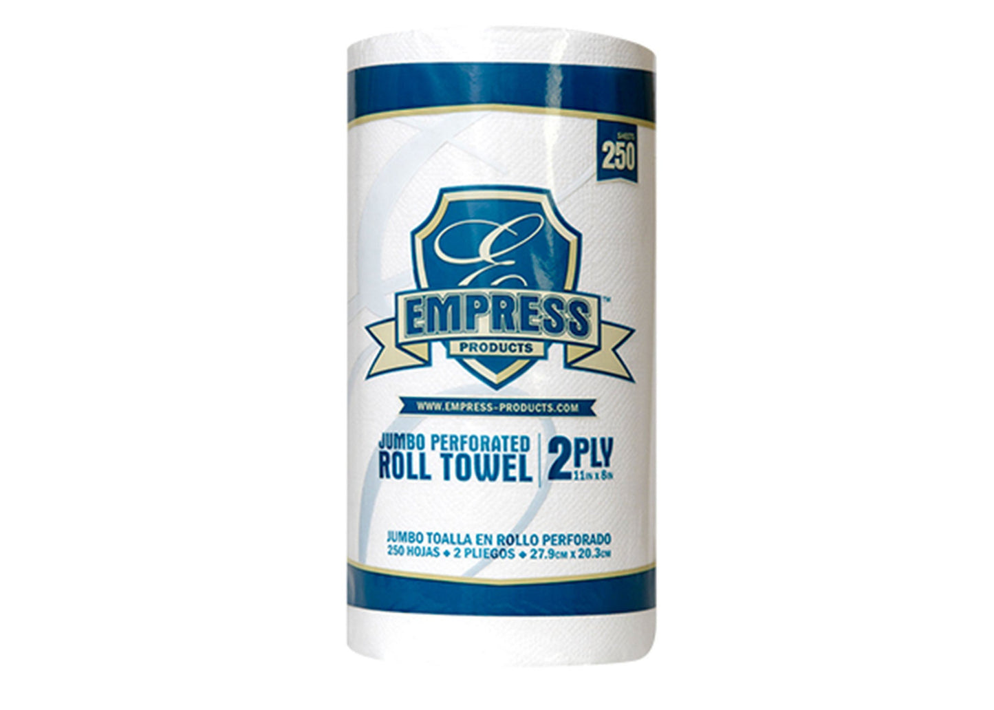 E212250 Empress Kitchen Roll Towel, 2 Ply, 8" x 11" Sheet, 250 Sheets/Roll - 12 rl/cs