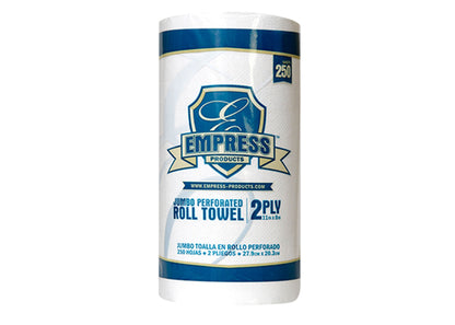 E212250 Empress Kitchen Roll Towel, 2 Ply, 8" x 11" Sheet, 250 Sheets/Roll - 12 rl/cs