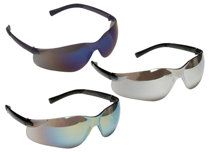 Cordova DANE™ Safety Glasses, Single Wrap-Around Scratch-Resistant Lens, Flexible Rubber Temples, MIRROR LENS, Choose Blue or Silver or Rainbow