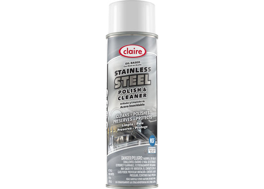 Claire Oil-Based Stainless Steel Polish & Cleaner, 20 oz (Nt.Wt. 15 oz) Aerosol - 12/cs