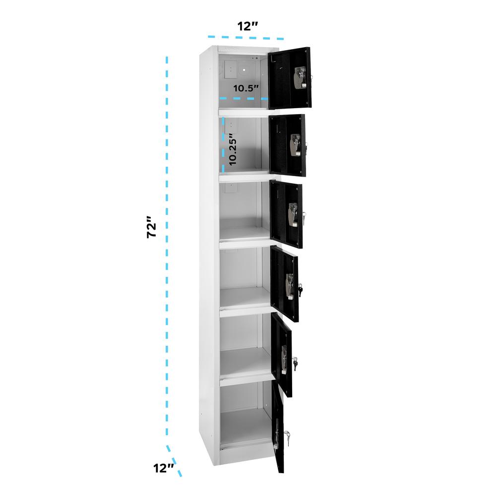 72 in. H x 12 in. W 6-Compartment Steel Storage Locker, Black & White — FREE SHIPPING*