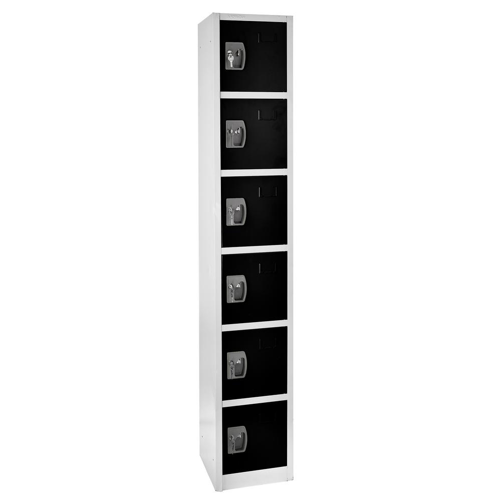 72 in. H x 12 in. W 6-Compartment Steel Storage Locker, Black & White — FREE SHIPPING*