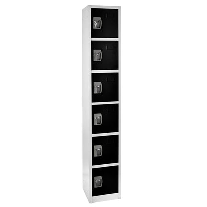 72 in. H x 12 in. W 6-Compartment Steel Storage Locker, Black & White — FREE SHIPPING*