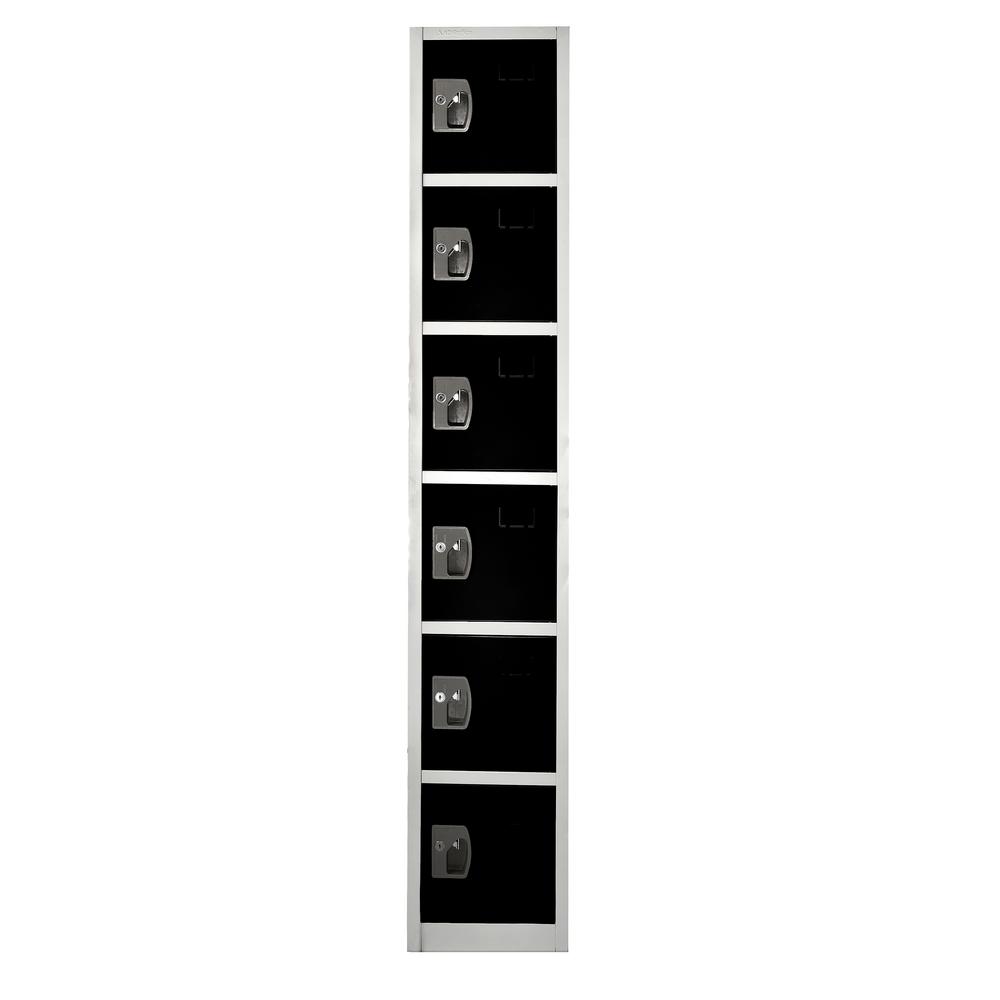 72 in. H x 12 in. W 6-Compartment Steel Storage Locker, Black & White — FREE SHIPPING*