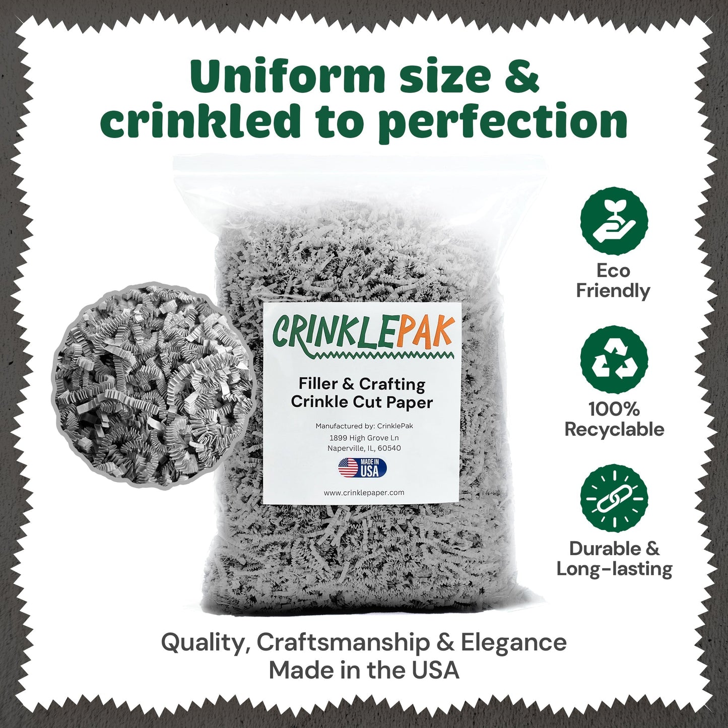 Crinkle Paper 40lb Gray