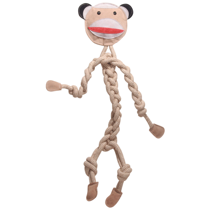 Stuey Sock Monkey Natural Rope Knottie® Dog Toy, Large (9mm rope diameter)