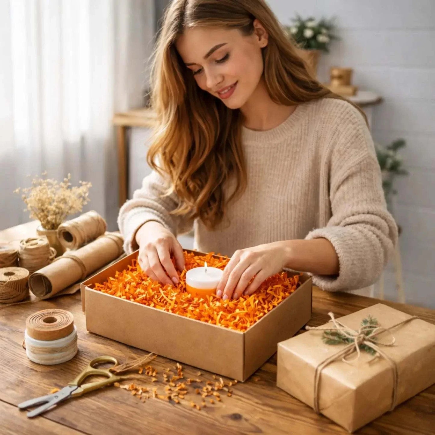 40 LB Orange Crinkle Paper