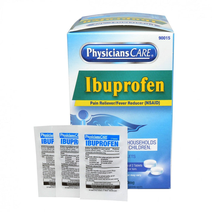 90015 Ibuprofen Pain Reliever Medication 200mg, 50 Packets of Two Tablets