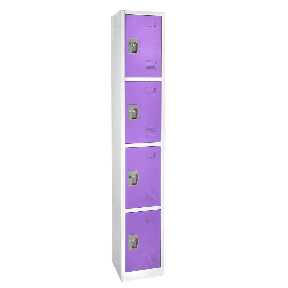 72 in. H x 12 in. W 4-Compartment Steel Storage Locker, Purple — FREE SHIPPING*