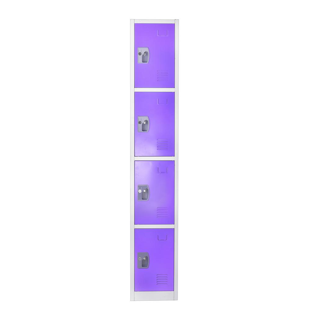 72 in. H x 12 in. W 4-Compartment Steel Storage Locker, Purple — FREE SHIPPING*