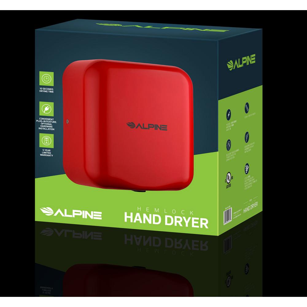 Hemlock High Speed, Commercial Hand Dryer, Red, 120V — FREE SHIPPING*