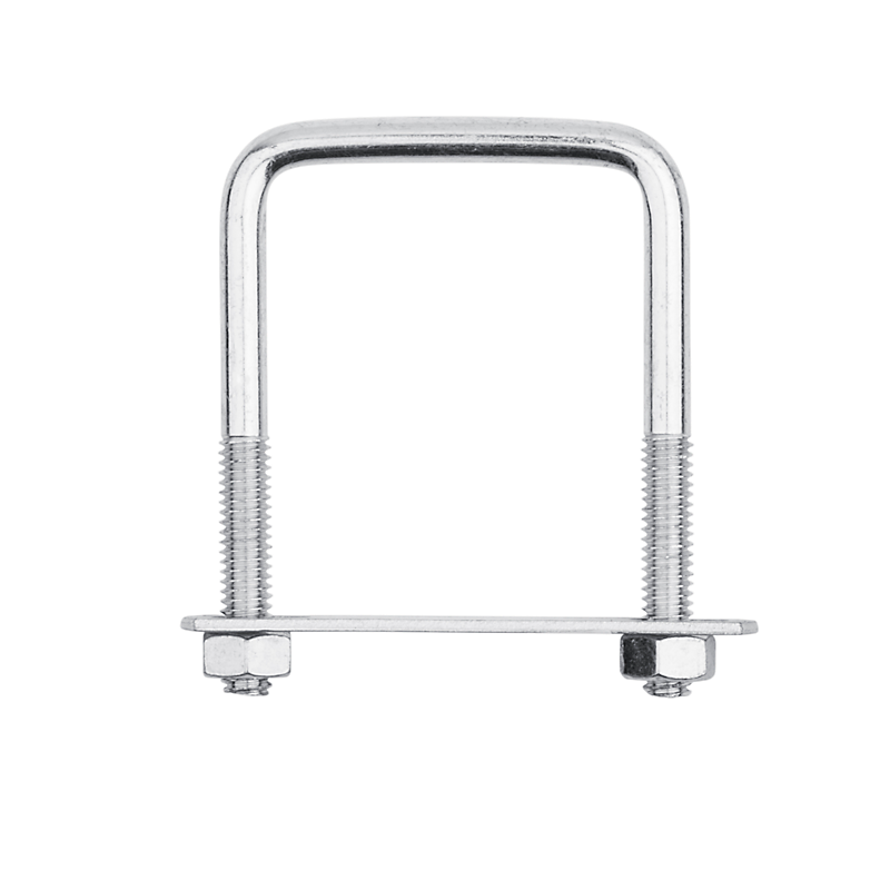 Square U Bolt Set, Zinc Plated - Includes: 5/16" x 2" x 3" U-bolt with 2 Regular Nuts, 2 Nylon Lock Nuts, and 1 U-bolt Plate - 180 sets