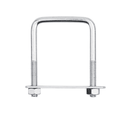 Square U Bolt Set, Zinc Plated - Includes: 5/16" x 2" x 3" U-bolt with 2 Regular Nuts, 2 Nylon Lock Nuts, and 1 U-bolt Plate - 180 sets