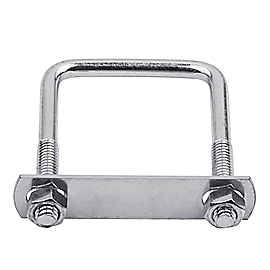 Square U Bolt Set, Zinc Plated - Includes: 5/16" x 2" x 3" U-bolt with 2 Regular Nuts, 2 Nylon Lock Nuts, and 1 U-bolt Plate - 180 sets