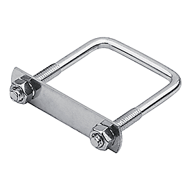 Square U Bolt Set, Zinc Plated - Includes: 5/16" x 2" x 3" U-bolt with 2 Regular Nuts, 2 Nylon Lock Nuts, and 1 U-bolt Plate - 180 sets