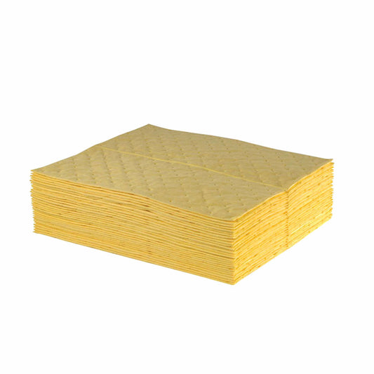 Stack of Yellow Hazmat Absorbent Sheets