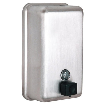 1200 ml Stainless Steel Vertical Bulk Refillable Surface-Mounted LIQUID or LOTION Soap Dispenser, 40 oz Capacity, Manual Operation — FREE SHIPPING*