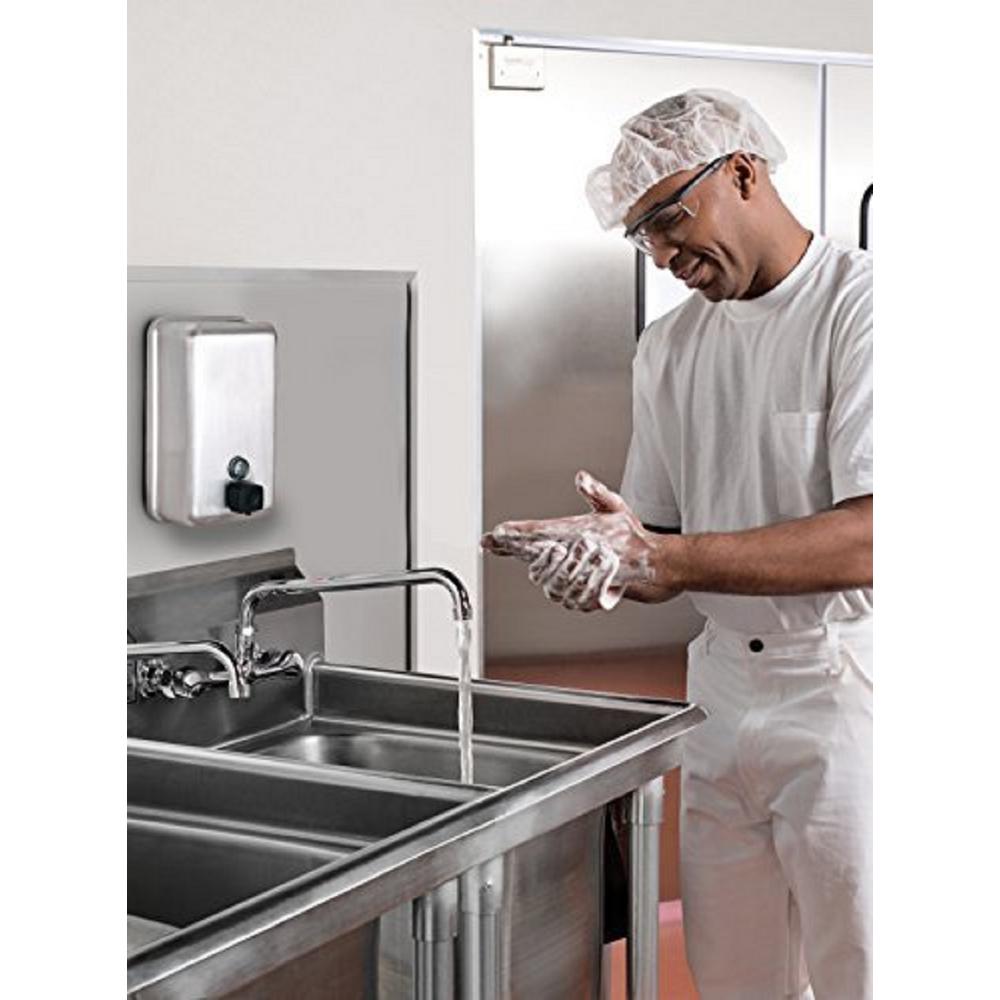 1200 ml Stainless Steel Vertical Bulk Refillable Surface-Mounted LIQUID or LOTION Soap Dispenser, 40 oz Capacity, Manual Operation — FREE SHIPPING*